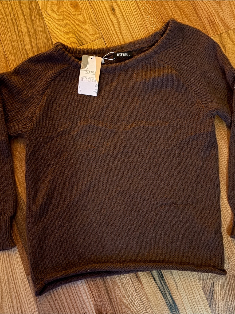 BTFLM Crewneck Knit Sweater in Chocolate Brown